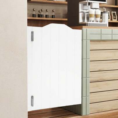 Rainaut OUKANING Single Solid Wood Swing Door 61*91cm/24.02 *35.83in Porch Entrance Swinging Door ,The Hinges Have A Gravity Return And Positioning Function That Allows The Door To Open 180° In Inward And Outward Directions And Close Automatically (White Color)  Fence Door, Entrance Door Or Partition Door For Coffee Shops, Shopping Malls, Clubs, Balconies, Corridors, Entrances, Etc.