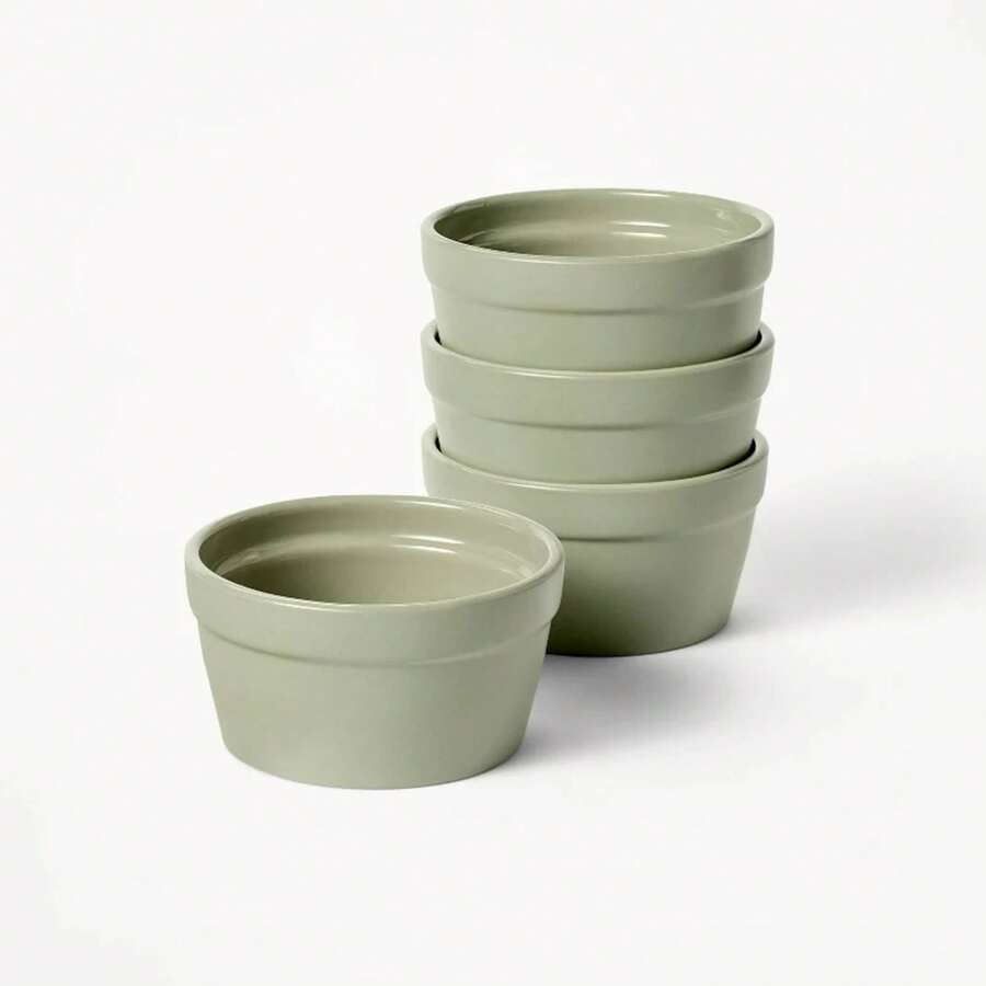 4pc Stoneware Ramekin Set - Green - View 1