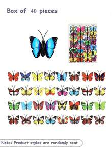 20pcs/40pcs 3D Colorful Butterfly Shaped Push Pins, Felt Pinboard Decorations, Ins Style Wall Art Display Pins, Random Style For Photo Wall, Memo Board, Bedroom, Entryway Background Decor,Back To School,School Supplies - 3D Butterfly - View 7
