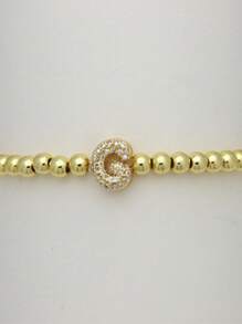 1 pieza pulsera con dije con letra de circonita cúbica de estilo clásico y de moda, pulsera de cadena ajustable de lujo con inicial A-Z, joya como regalo para mujeres