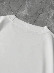 Men's Sports & Basketball Style Casual Black Ribbon Short Sleeve T-Shirt With English Text & Minimalist Letter Print, Suitable For School, Daily Wear, Street Style, Boyfriend Gift