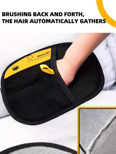 Pet Static Hair Removal Gloves - Black Polypropylene Cat Grooming Gloves With Yellow Accents, Effective For Removing Fur And Dander, Ideal For Cats And Dogs, Pet Grooming Essentials | Stylish Pet Accessories | Pet Grooming Gloves