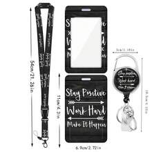 1 套（1 个伸缩徽章卷轴 + 1 个挂绳 + 1 个卡夹）黑色背景停留箭头徽标徽章夹套装，伸缩 ID 徽章夹，挂绳，适合教师、护士、办公室使用、教师节、护士礼物、学校用品、返校 - 彩色 - 查看 2