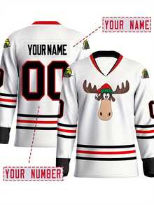 Customizable Name And Number Men's Ice Hockey Sports Shirt White Embroidered Casual Outdoor Sports Long Sleeves Ice Hockey Jersey Custom Size S-XXL - White - View 1