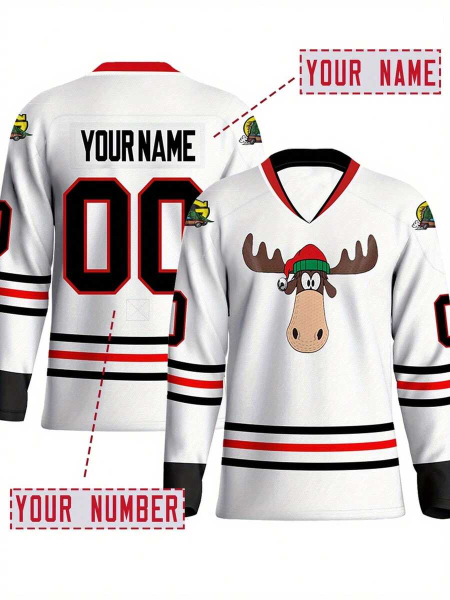 Customizable Name And Number Men's Ice Hockey Sports Shirt White Embroidered Casual Outdoor Sports Long Sleeves Ice Hockey Jersey Custom Size S-XXL - White - View 1