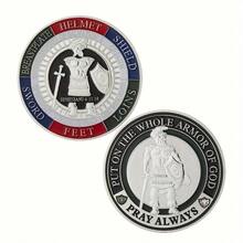 1pc Collectible Edition Armor Of God Challenge Coin - Inspirational Prayer Commemorative Coin, Perfect Creative Gift To Inspire Inspiration And Faith, Perfect For Golf Markers And Playing Card Protectors, Suitable For Holiday Party Gifts, Christmas - Silvery - View 9