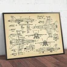 1Pc Khung tùy chọn Nghệ thuật treo tường đơn giản theo phong cách Scandinavia hiện đại Máy bay F18 F22 HD Canvas Poster Tranh in Bản vẽ máy bay phản lực chiến đấu Phi công Quà tặng phòng Trang trí nhà - Nhiều màu - Xem 35