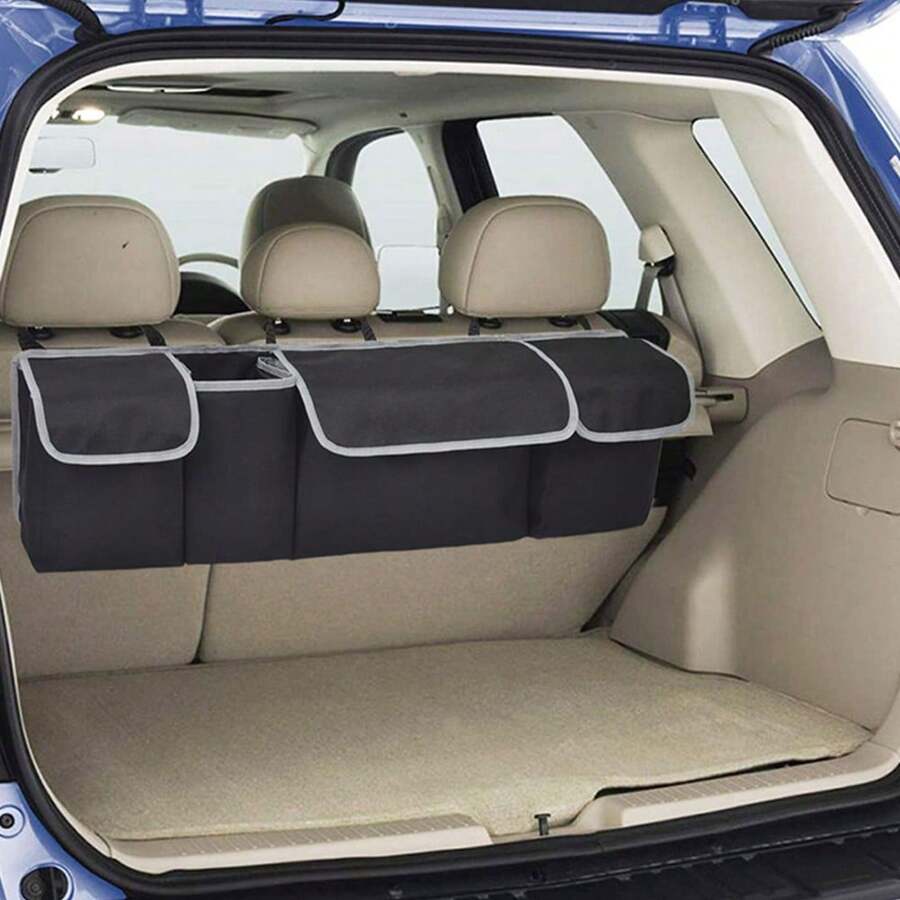 Large Car Boot Organiser Back Seat Hanger Tidy Storage Bag Pocket Hanging Pouch - Black - View 1