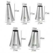 5Pcs/Set Large Size Round Piping Nozzle Cake Cream Pastry Tools Stainless Steel Icing Tips For Cupcake Decorating - Multicolor - View 3