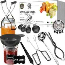 Canning Kit, Canning Supplies Starter Kit,  Stainless Steel Canning Set For Beginner,Canning Essential Tools For Water Bath &Amp; Pressure Canner, Canning Accessories Equipment For Pot, Black - Black - View 1