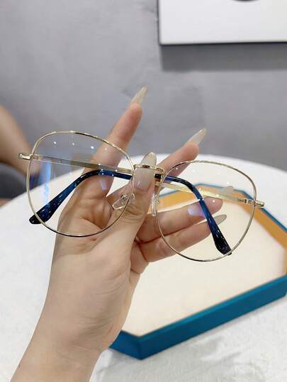 1 قطعة نظارات طبية إطار معدني كامل دائري أنيقة للسيدات