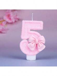 1pc-12pcs Straight Candles Creative Number Candles Cute Bowknot Birthday Candles Holiday Party Anniversary Cake Candles Pink