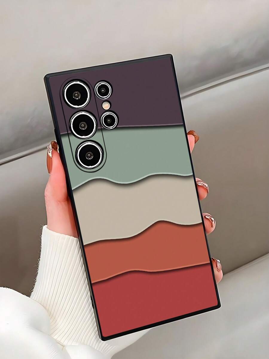 1 Stück schwarze Handyhülle mit Farbverlauf Wellenmuster, stoßfeste und rutschfeste Schutzhülle kompatibel mit Galaxy A04e/A05s/A13/A14/A15/A34/A35/A50/A52/A53/A54/S21/S22/S23/S24/S25/S25Ultra/24fe, wasserdicht, stoßfest, kratzfest