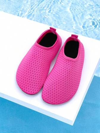 夏季儿童户外沙滩鞋，女童纯粉色软底轻便透气舒适水上运动鞋，适合出海、游泳、海滩