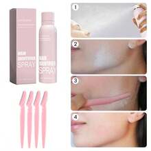Facial Hair Removal Spray- Easily Removal Face Hair Softens Face Hair Facial Skin Cleaning And Mild Hair Removal Spray - 粉色 - 查看 5