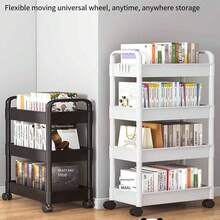 1pc Rolling Utility Cart With Handle, Multi-Functional Rolling Cart With Wheels For Office, Home, Kitchen, Garden, 3/4/5 Tier Rolling Cart - Multicolor - View 3