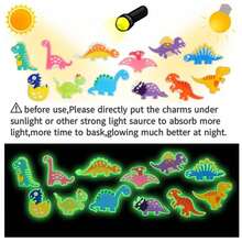 12/14 件发光恐龙鞋饰 - 12 件套装，适合男孩和凉鞋，恐龙鞋饰装饰，男童 PVC 别针装饰木屐鞋手链恐龙主题派对礼物 - 12件 - 查看 5