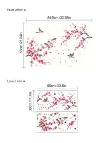 3pcs/2pcs/1PC Peach Tree Leaf Bird Wall Stickers, Pink Plum Blossom Branch Bird Wall Stickers, Cartoon Girl Back Plant Flower Butterfly Wall Stickers, Living Room Background Wall Home Decor Self-Adhesive Wall Stickers, Children's Room Decor Wall Sticker Mural, Self-Adhesive Wall Art Stickers Wall Decor