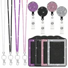 1 件彩色水钻 ABS 塑料伸缩简易挂钩、证件夹、皮带夹、水晶徽章挂绳、渔网项链、新手机挂绳学校用品、返校 - 彩色 - 查看 1