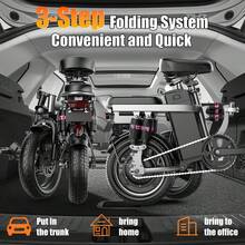 Folding Electric Bike For Adults, 48V 10/13/15AH Removable Battery, 20-25 MPH, 25-30 Miles Range, 14" Mini Ebike With Shock Absorption, Electric Bicycle For Men & Women, Commuting & Outdoo - 美規A型插(110-127V) - 查看 5