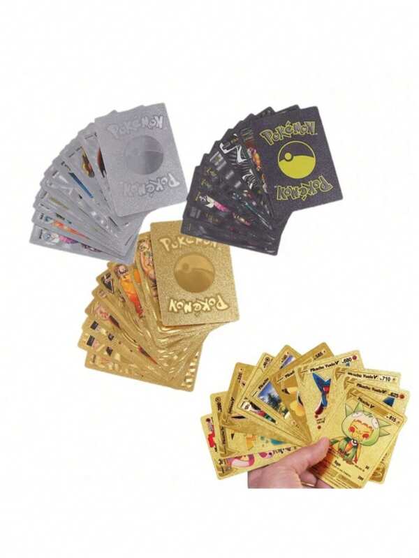 10 PCS Random Blind Bag Gold Foil Cards Packs Vmax V EX GX Rare Golden Cards TCG Gold Foil Game Trading Card For Fans/Collectors Gifts (No-Repeated)