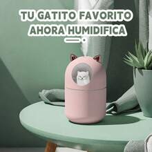 Mini humidificador para gatos con luz nocturna, humidificador de aire blanco rosa verde, humidificador portátil USB de 300ML, difusor portátil de aceites esenciales, vaporizador de humedad H2O para el hogar, el coche, la oficina, material ABS, humidificador duradero, humidificadores silenciosos 24H para el dormitorio - Rosa - Ver 4