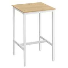 Mesa Alta, Mesa de Bar Cuadrada, Marco de Acero, 60 x 60 x 92 cm, Montaje Fácil, para Cocina, Salón, Estilo Industrial, Color Roble y Blanco - Caqui - Ver 5