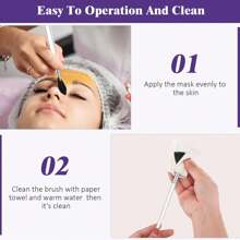 6 piezas de brochas de abanico para máscara facial, herramientas aplicadoras de máscara facial suaves en forma de abanico, brochas de maquillaje, herramientas cosméticas con mango para mujeres