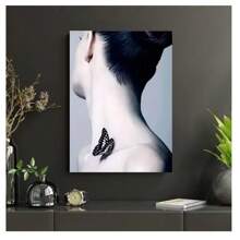 1 pieza Cartel de lienzo con imagen abstracta minimalista nórdica de Body de mujer con mariposa sin marco, adecuado para decorar la pared de la sala de estar, el dormitorio, el estudio, el bar, la cafetería y el hogar