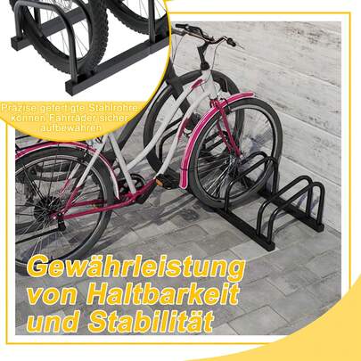LILIIN Fahrradständer Boden für 2/4/6/8 Fahrräder,Mehrfachständer für 30-65mm Reifenbreite, Galvanisierter Stahl Fahrradhalter, Boden und Wandmontage, Scharz, Silber