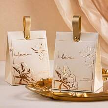 20/50 件奶油白色压花玫瑰花糖果盒，婚礼礼品盒配皮绳礼品袋，巧克力糖果包装礼盒，适用于婚礼派对装饰 - 彩色 - 查看 6