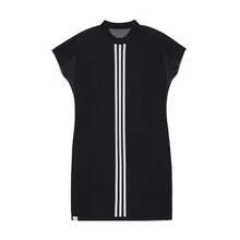 Adidas 条纹时尚女式短袖连衣裙 HB3572 - 黑與白 - 查看 1