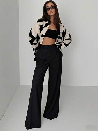 Black & White Geometric - Inspired Long Sleeve Shirt Summer&Autumn