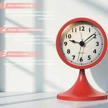 ساعة طاولة معدنية بطراز عتيق، تعمل بصمت، مناسبة لغرفة النوم أو المكتب أو طاولة الليل. وظيفة إنذار لإيقاظ المستخدمين النائمين. عنصر ديكور منزلي أنيق وخيار مثالي لديكور غرفة العودة إلى المدرسة ولوازم الدراسة.