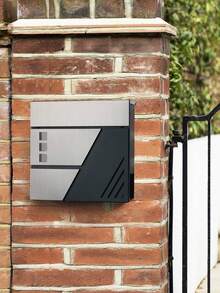 Wall Mounted Letter Box With Viewing Windows, Stainless Steel, For Gate, Front Door, With Lock And Keys, Silver And Charcoal Grey - Grey - View 1