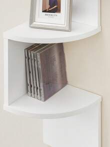 Corner Shelf, Wall Shelf, Zigzag Shaped Shelf, Bookcase, White - White - View 5