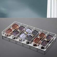 1 件透明亚克力多功能桌面可堆叠隔间盒，高清晰度亚克力桌面整理盒，太阳镜展示架，6 槽眼镜展示架，性别揭秘派对，非常适合生日、婚礼、派对，是送给同事、朋友和家人的完美礼物，适合返校 - 無色 - 查看 5