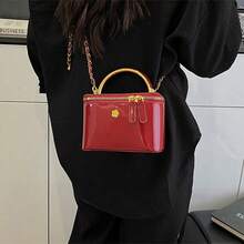 Sparkling Small Square Bag Chain Light Luxury Bag New Model Simple Box Bag Shoulder Bag Dating Essential Perfect Match Your Dress Style Send The Best Gift To Yourself And Your Family - Burgundy - View 1