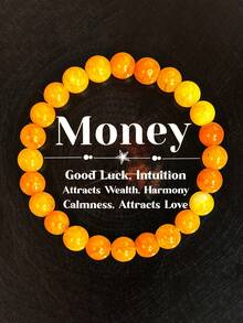 1pc Yellow Jade Bracelet For Women & Men - Wealth & Prosperity Symbol, Attraction Love Positive, Unisex Jewelry Gift For Daily Wear - Yellow - View 6