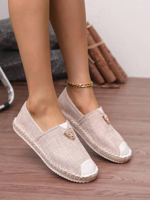 Sapatos de Lona com Sola de Corda, Sapatilhas Casuais de Férias, Sapatos de Tecido Respirável Trançado Feminino Palha Antiderrapante, Sapatos de Pescador Femininos