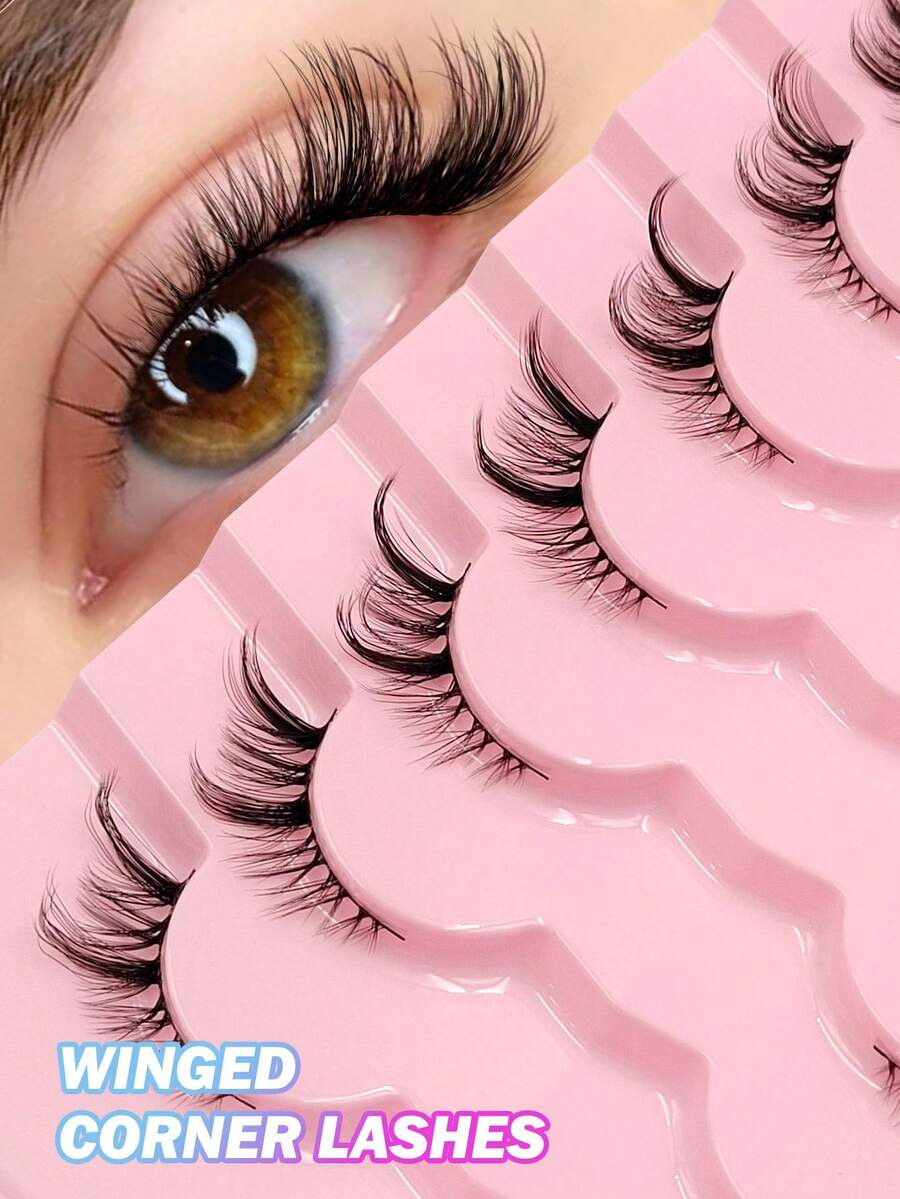 Asiteo 7 Pairs Natural Looking Eyelash Extensions, Lengthening With Cat Eye Corners, Fluffy And Soft, Suitable For Everyday Wear - Cat Eye Lashes - View 1