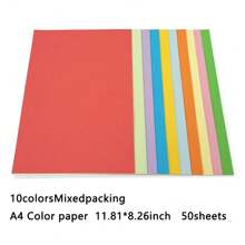 50 Sheets A4 Double-Sided Colored Paper - Multipurpose 10-Vibrant Colors Copy Paper For DIY Crafts, Origami, Art Projects, Party & School Decorations,Color Printing Paper, Cardboard,School Supplies,Back To School