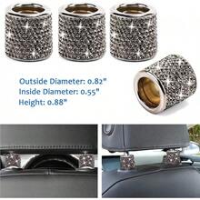 Bling Car Accessories Set For Women Girl, Bling Head Rest Collars Rings,Bling Dual USB Car Charger,Bling Car Hook Backseat,Bling Cup Holder,Bling Tire Valve Stem Caps,Car Bling Rings(White) - Grey - View 3