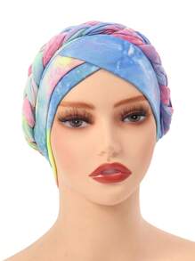 Women's Tie Dye, Ground Hair, Milk Silk, Flower Cloth, Braided Hat, Short Braid Can Hide Hair, Headband, Hat