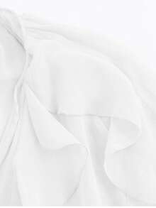 HZXVIC Women's New Autumn French Style Multi-Layer Ruffle Sheer V-Neck Drape Long Sleeve Blouse - White - View 7