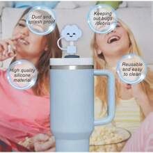 2pcs 10mm Silicone Lovely Cloud Straw Protectors For 30&40oz Cup Reusable Dust-Proof Straw Toppers Portable Straw Tips