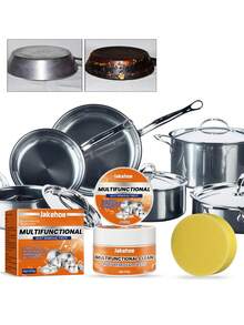 jakehoe 厨房清洁膏,不锈钢锅具清洁剂,除锈除臭剂,有效清洁水龙头、门把手、浴室、水槽、厨房用具,不会损伤金属(随机新旧包装) - 升級款-多色 - 查看 8