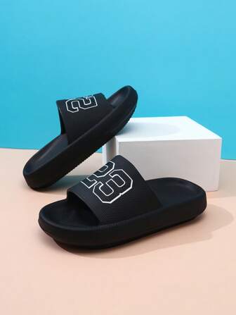 儿童泡沫拖鞋，EVA 轻质防滑软底，可爱男女通用大童室内休闲系带拖鞋，简约纯色厚底，男童/女童沙滩人字拖