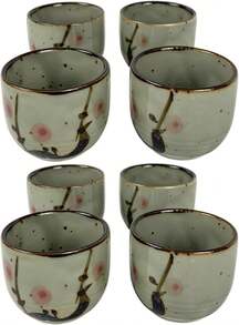 JapanBargain, Set Of 12 Sake Cups Japanese Porcelain Wine Saki Cup Small Tea Cup Microwave And Dishwasher Safe (White) - Light Green - View 2