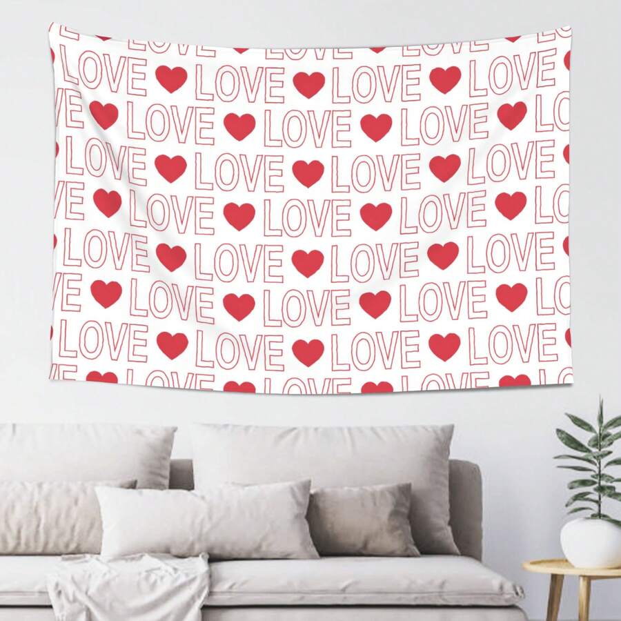 Tapiz de pared horizontal de 40x60 pulgadas con diseño de amor, 100% poliéster, ideal para decoración del hogar en estilo bohemio para sala de estar, dormitorio, dormitorio - Negro - Ver 1